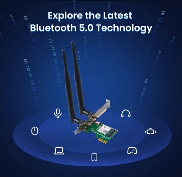 Tenda E30 — AX3000 Wi-Fi 6 Bluetooth 5.0 PCIe-адаптер, 2 съемных антенны 5 дБи, мощность передачи <20 дБ