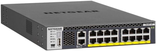 NETGEAR M4300-16X — 16-портовый управляемый сетевой коммутатор 10G PoE+, бюджет мощности 199 Вт,