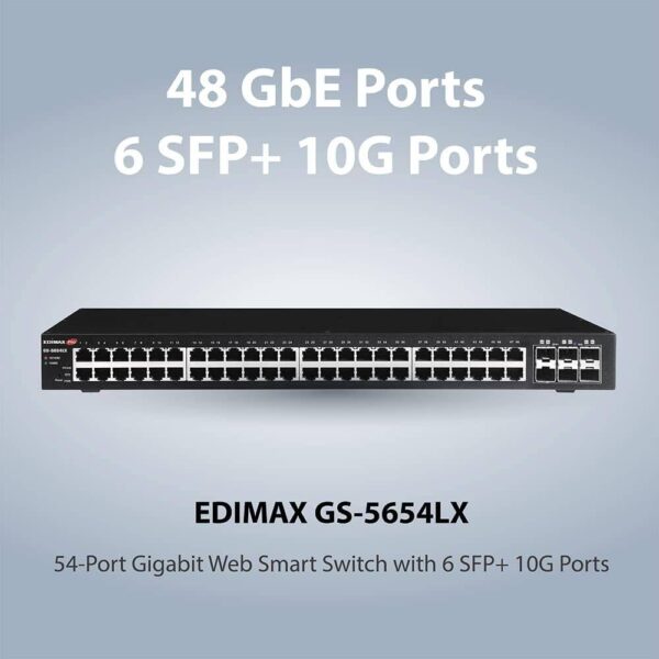 Edimax GS-5654LX — Сетевой коммутатор, Gigabit Ethernet, 10/100/1000, Черный