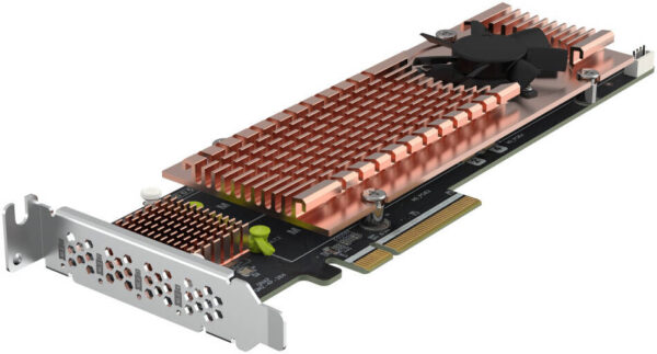 QNAP Quad M.2 2280 PCIe Gen3 x8 NVMe — хост-интерфейс PCIe Gen3 x 8, поддержка четырех твердотельных нак