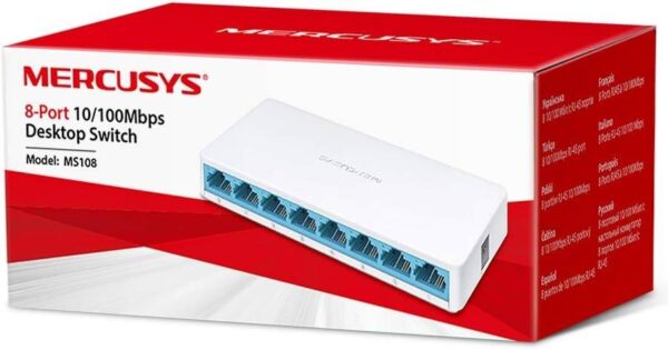 MERCUSYS MS108 — 8-портовый настольный Ethernet-коммутатор/концентратор, сверхкомпактный дизайн, Plug &