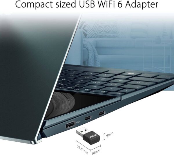 ASUS USB-AX55 Nano AX1800 — двухдиапазонный USB-адаптер WiFi 6, скорость передачи данных 1,8 Гбит/с, сверх