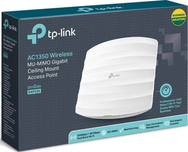 TP-Link EAP225 — Двухдиапазонный Wi-Fi AC 1350 Мбит/с, PoE Gigabit, 300 Мбит/с на 2,4 ГГц