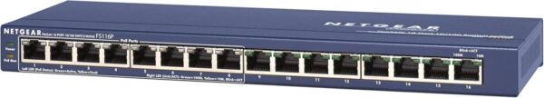 NETGEAR FS116P ProSafe — 16-портовый настольный коммутатор 10/100 с 8 портами PoE, высокая надежность и ги