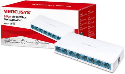 MERCUSYS MS108 — 8-портовый настольный Ethernet-коммутатор/концентратор, сверхкомпактный дизайн, Plug &