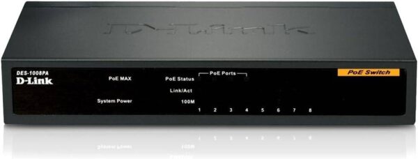 D-Link DES-1008PA — 8-портовый, неуправляемый, Fast Ethernet с 4 портами PoE