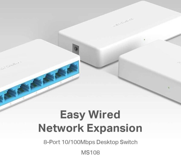 MERCUSYS MS108 — 8-портовый настольный Ethernet-коммутатор/концентратор, сверхкомпактный дизайн, Plug &