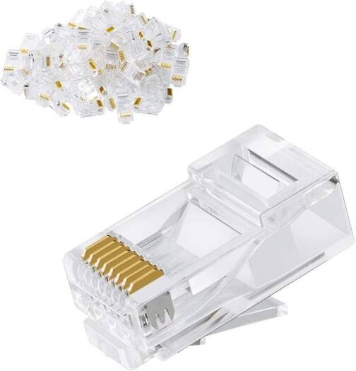 D-Link Cat6 RJ45 — упаковка из 100 шт., модульные вилки UTP, прозрачные разъемы «папа-папа»