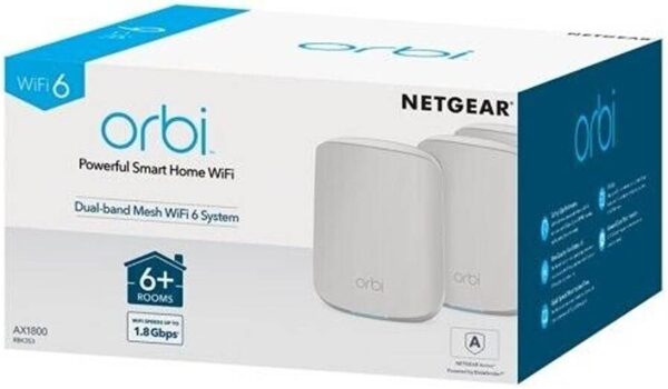 NETGEAR RBK353 — Mesh WiFi-система Orbi, Wi-Fi 6 Mesh маршрутизатор, покрытие Wi-Fi для всего дома до 2500 кв.