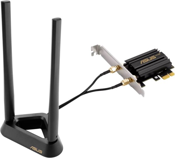 ASUS PCE-AXE59BT — WiFi 6E PCI-E адаптер с 2 внешними антеннами и намагниченным основанием,