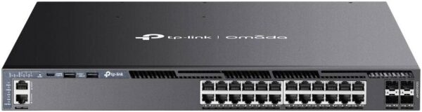 TP-Link Omada — 24-портовый гигабитный стекируемый управляемый коммутатор L3, поддержка PoE+, 4 слота