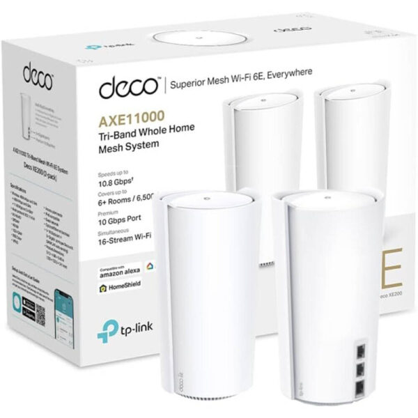 TP-Link Deco XE200 AXE11000 — Ячеистая система Wi-Fi для всего дома 6E, трехдиапазонный Wi-Fi, гигабитные