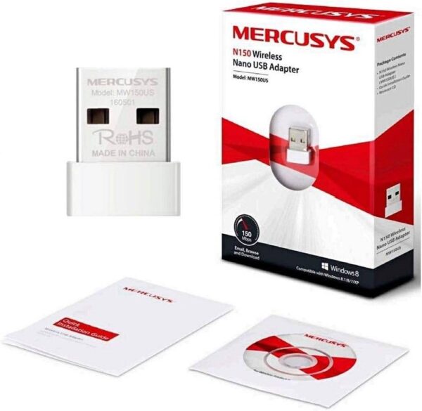 MERCUSYS MW150US — беспроводной адаптер Nano USB WiFi Dongle, поддержка Windows 8.1/8/7/XP (32/64 бит), USB2.0