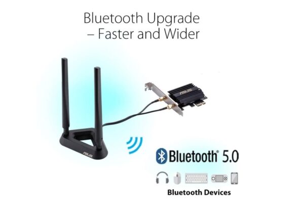 Asus PCE-AX58BT — Двухдиапазонный адаптер, 2 внешние антенны, Bluetooth 5.0