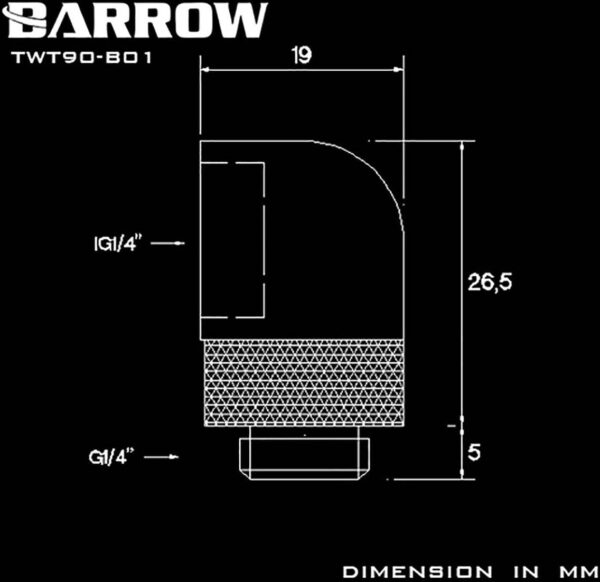 Barrow G1 — 4-дюймовый удлинитель с наружной резьбой, поворотный на 90°, высококачественная ник