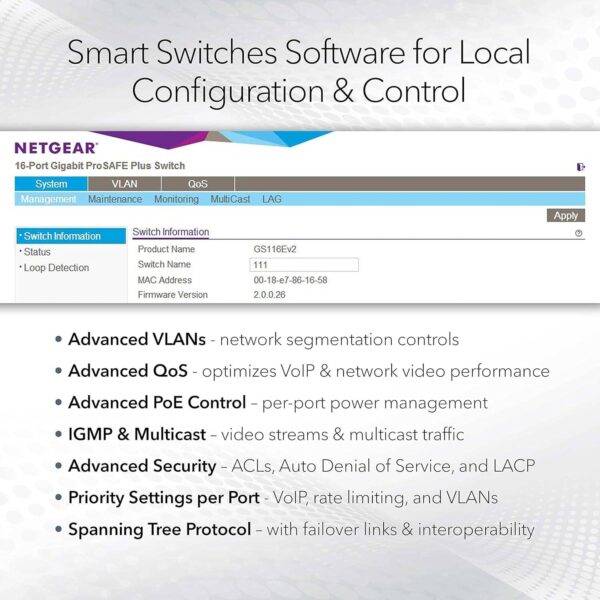 NETGEAR GS724TPv3 — 24-портовый интеллектуальный управляемый коммутатор, Gigabit Ethernet Pro PoE, 190 Вт мощности Po