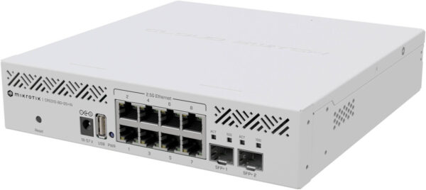 MikroTik CRS310-8G+2S+IN — 8 портов 2,5 Gigabit Ethernet, 2 порта 10G SFP+, двухъядерный процессор