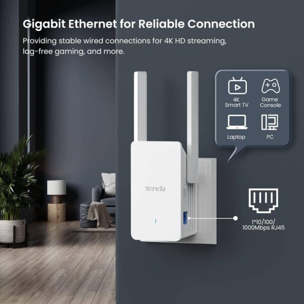 Tenda A33 — AX3000 WiFi 6, усилитель сигнала с портом Gigabit Ethernet, режим точки доступа