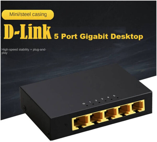 D-Link DGS-F105 — 5-портовый гигабитный 10/100/1000 Мбит/с неуправляемый металлический коммутатор,