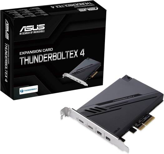 ASUS Thunderboltex 4 — контроллер Intel Thunderbolt JHL 8540, 2 порта USB Type-C, двунаправленная полоса пропускания до 40 Гб