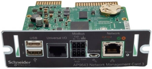 APC AP9643 — мониторинг окружающей среды и MODBUS, 2 порта USB, универсальный ввод-вывод RJ45