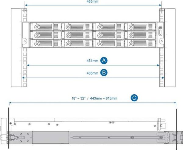 QNAP РЕЙЛ-B02 — Комплект направляющих, 2U