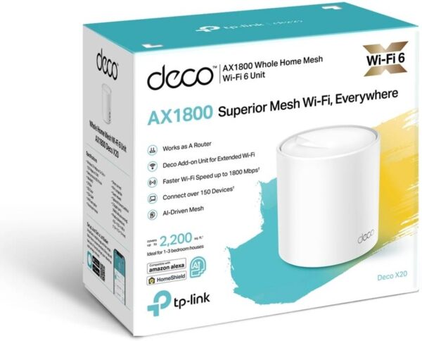 Tp-link Deco X20 — AX1800 Whole Home Mesh Wi-Fi 6, скорость беспроводной связи 1800 Мбит/с, простая настройка