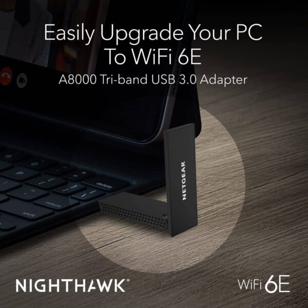 NETGEAR Nighthawk A8000 — Wi-Fi 6E USB 3.0, трехдиапазонная беспроводная гигабитная скорость AXE3000, для