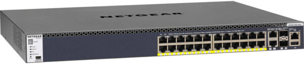 NETGEAR M4300-28G-PoE+ — 26-портовый управляемый сетевой коммутатор 1G/10G PoE+ с SFP+, комм