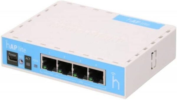 MikroTik hAP lite — двухцепная беспроводная связь 2,4 ГГц, максимальная скорость передачи данных 300 Мбит/с