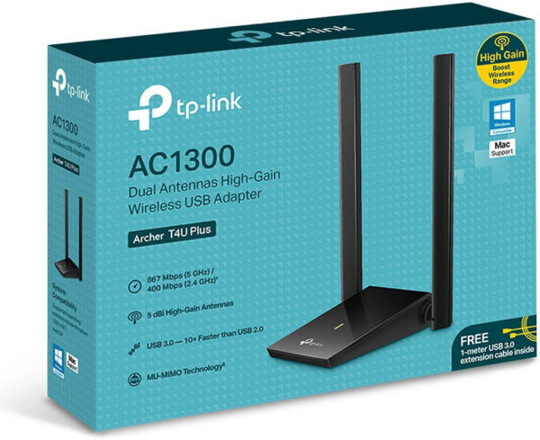 TP-Link USB-адаптер — WiFi, двухдиапазонная антенна с высоким коэффициентом усиления 5 дБи, AC