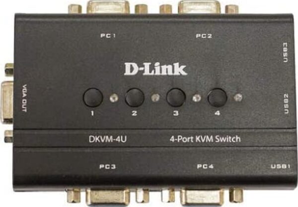 D-Link ДКВМ-4У — 4-портовый USB KVM-переключатель, поддержка USB-клавиатуры и мыши, режим автом