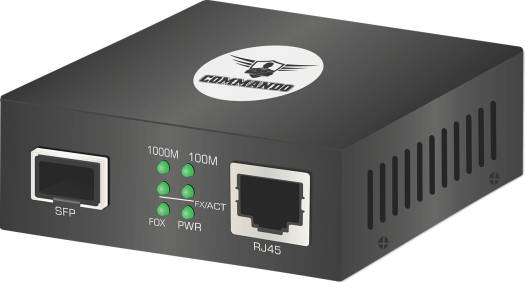 COMMANDO LightningFIBER 1GE Media Converter — SFP, 1GBASE-LR/1GBASE-SR, передача данных Ethernet со скоростью 1000 Мбит/с