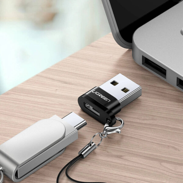 UGREEN US280 — USB-C female и USB-A 2.0 male, скорость передачи данных до 480 Мбит/с, материал из алюминиевого сплава и