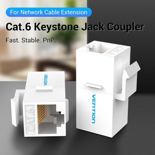 Vention Cat.6 UTP Keystone Jack — пластиковый тип, минимальное затухание, позолоченные контакты