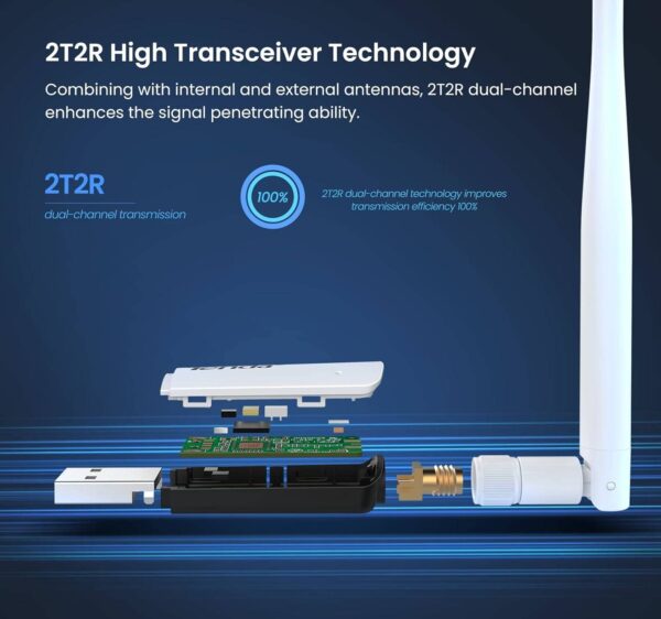 Tenda WiFi-ключ — высокий коэффициент усиления 300 Мбит/с, беспроводной WiFi-адаптер N300 USB 2.0, подд