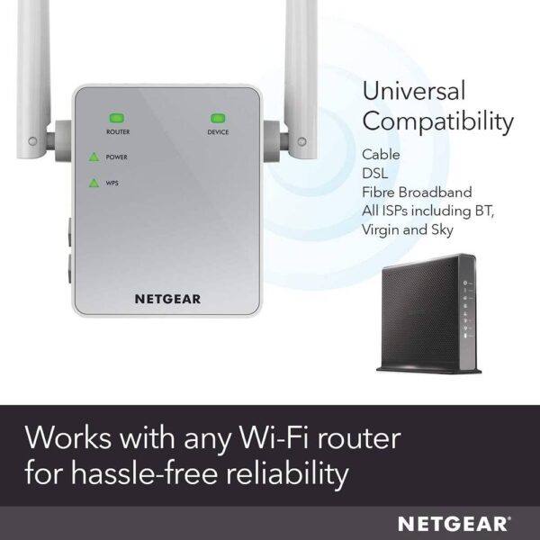 NETGEAR EX3700-100UKS — 11AC 750 Мбит/с, двухдиапазонный ретранслятор, гигабитный диапазон Wi