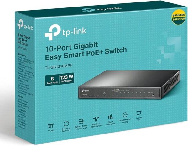 TP-Link TL-SG1210MPE — 8-портовый гигабитный коммутатор PoE, Простое и умное управление, 8 портов PoE