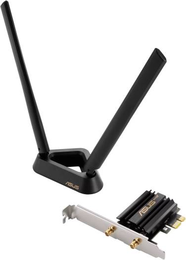 ASUS PCE-AXE59BT — WiFi 6E PCI-E адаптер с 2 внешними антеннами и намагниченным основанием,