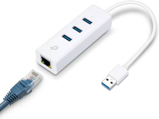 TP-Link UE330 — USB 3.0 3-портовый концентратор, адаптер Gigabit Ethernet, белый