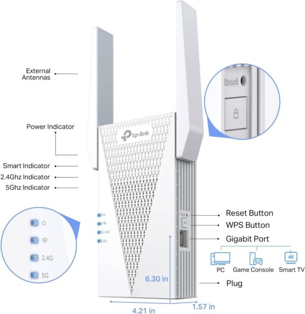 TP-Link AX3000 — двухдиапазонный повторитель Wi-Fi, интернет-удлинитель с портом Gigabit Ethernet, настройка приложений