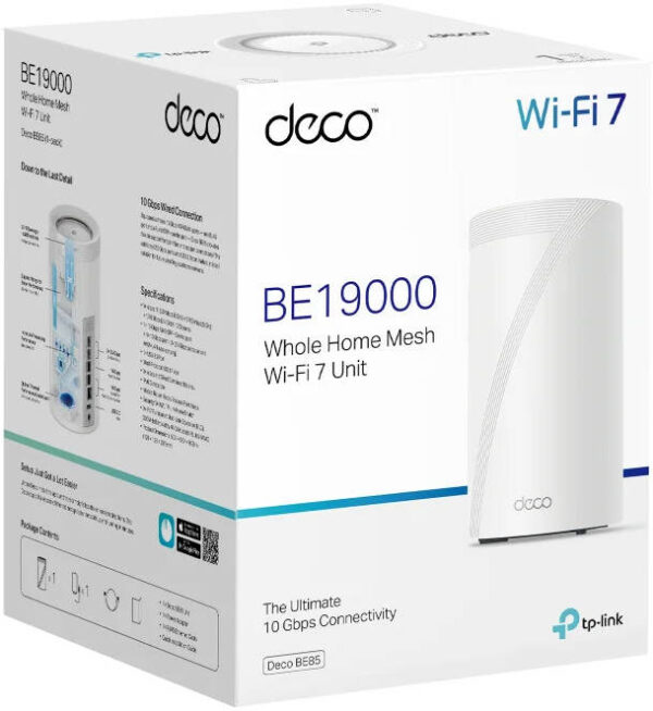 TP-Link Deco BE85 7 BE19000 — Трехдиапазонный Wi-Fi для всего дома, скорость Wi-Fi до 19 Гбит/с, порт WAN/L