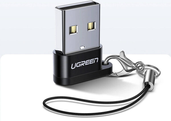 UGREEN US280 — USB-C female и USB-A 2.0 male, скорость передачи данных до 480 Мбит/с, материал из алюминиевого сплава и