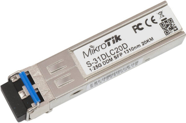 MikroTik S-31DLC20D — 1,25G, 20 км, двойной LC-разъем 130 нм